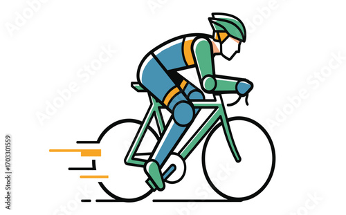 Illustration of a cyclist racing on a modern bicycle in motion