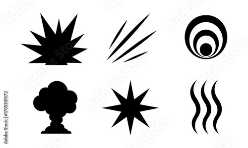 Abstract black silhouette shapes collection for creative design projects