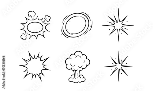 Cartoon style comic explosion elements for dynamic designs