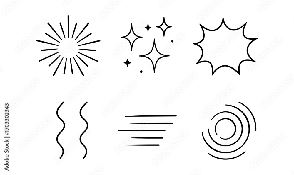 Fototapeta premium Minimalist line art elements set for design projects