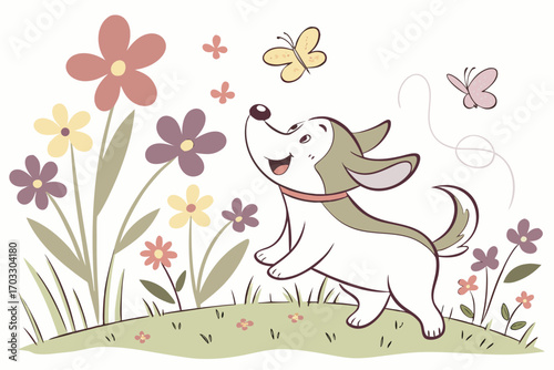dog and flowers