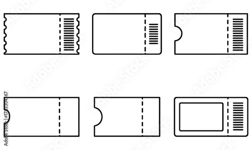 Minimalist outline tickets collection with barcode variations
