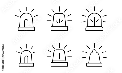 Minimalist outline icons of flashing emergency sirens