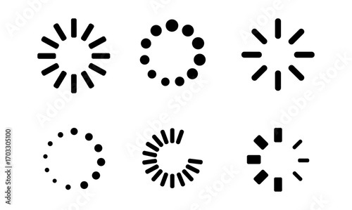 Minimal black loading icons set for web and ui design