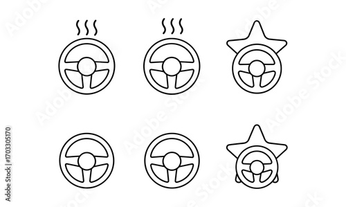 Variety of steering wheel icons with temperature and decorative elements