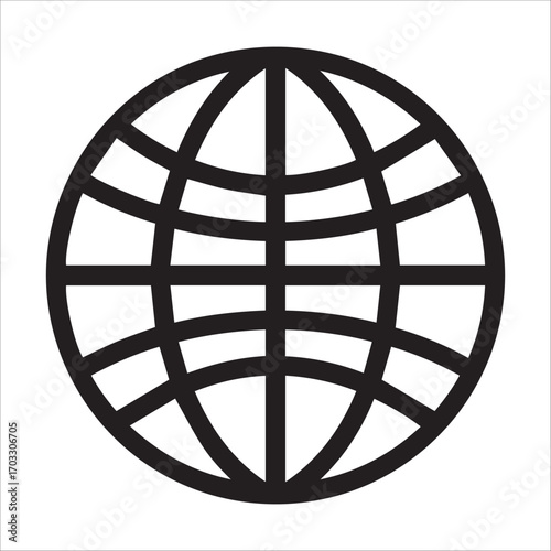 Globe icon vector illustration of earth on a metallic button symbol for web and global design