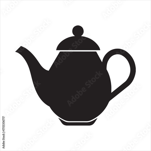 Minimalist teapot silhouette icon isolated on transparent background