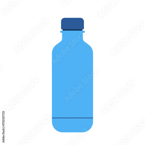 Blue Water Bottle Flat Design Simple and Modern Illustration for Hydration Needs