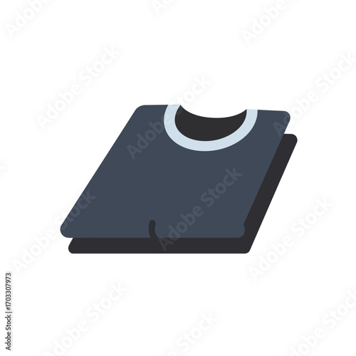Folded Black T-Shirt Illustration Modern Minimalist Clothing Design