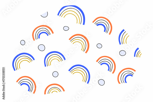 Vector art of a playful pattern of colorful rainbows, creating a cheerful and whimsical design perfect for various creative projects