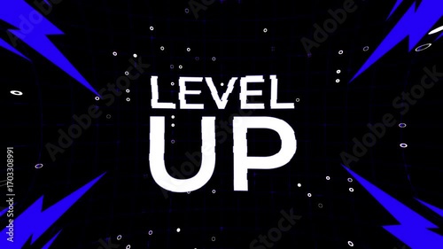 Level up animated text motion graphics with glitch effect, 4k video
