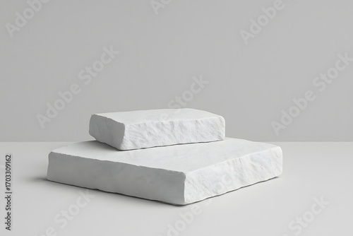 White stone pedestal, isolated background. Minimal stone stand design for product display and advertising