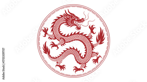 The Majestic Red Dragon Emblem Symbolizing Power and Good Fortune in Traditional Asian Culture