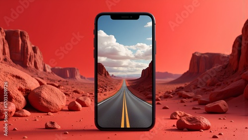 mobile phone in the desert