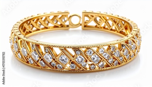 gold bangle with diamonds