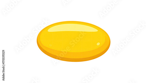 Bright, oval-shaped, golden yellow object, smooth surface, pixelated edges