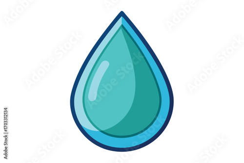 Teal droplet outlined in layered blue tones sits isolated on a white backdrop
