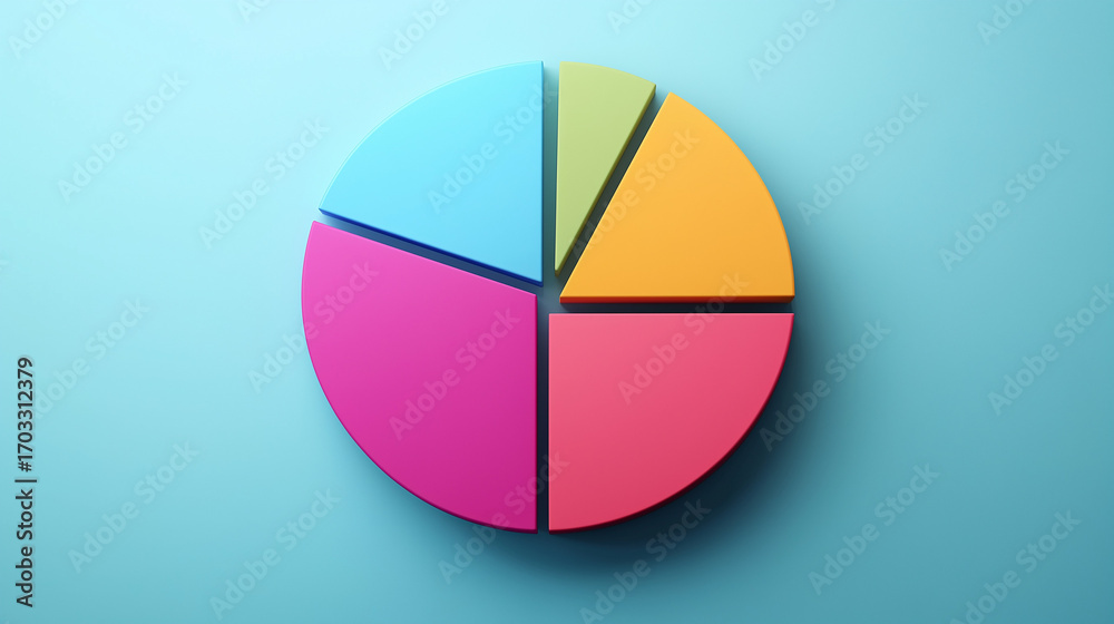 Fototapeta premium Flat-style pie chart illustrating asset allocation, designed for data analysis and investment strategy insights.