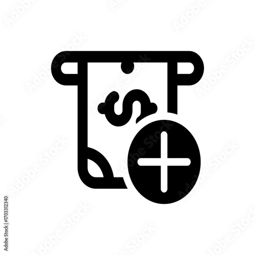 Illustration of a receipt with a dollar sign and a plus sign indicating an added expense or income item