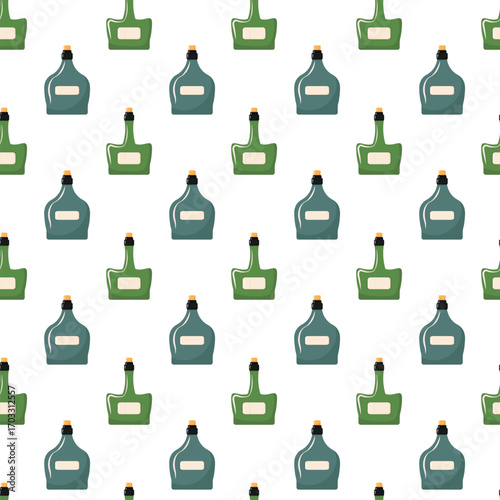 Stylish seamless pattern with mysterious bottle illustrations in gothic decor theme