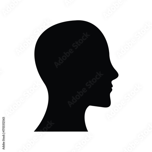 Silhouette of a human head in profile showing distinct facial features