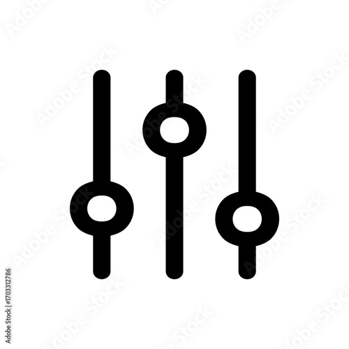 Three vertical black sliders with circular handles for volume control or settings adjustment icon style