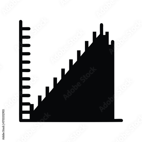 Silhouette Bar Chart Representing Growth and Measurement, with Horizontal Axis