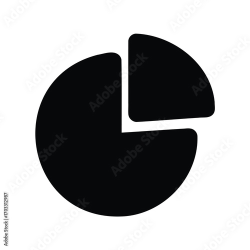 Black and white pie chart indicating a proportional segmentation concept illustration