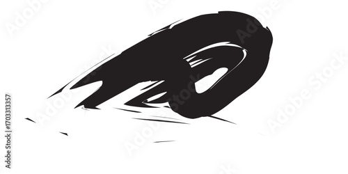 Abstract Black Ink Swirl Design.