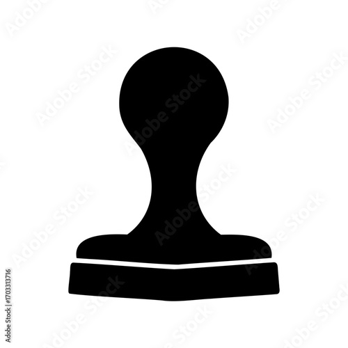 Icon of a simple black rubber stamp for documents on white background