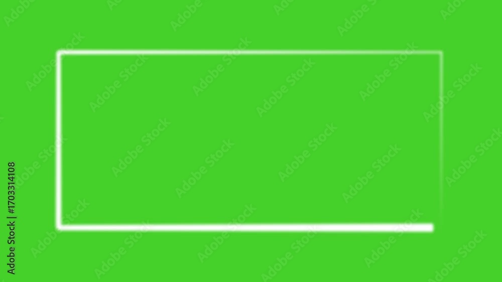 Animated glowing rectangle frame loop animation isolated on green ...