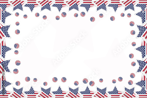 USA stars border perfect for patriotic design, decorative frame for 4th of July