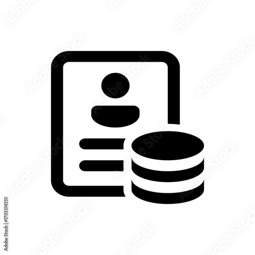 Profile information with data storage represented by a stack of circular discs in black color scheme