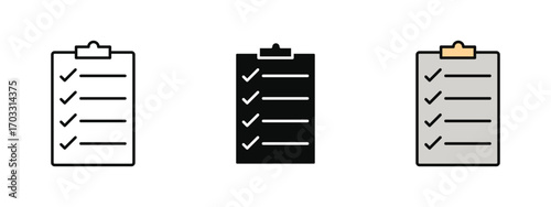 Task icon in fill colored outline style on a clean white background, representing to-do lists, project management, and productivity tracking.