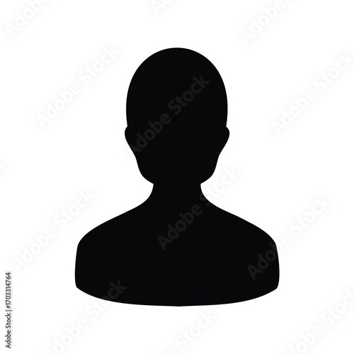 Silhouette of a person, possibly an avatar, represented in stark black