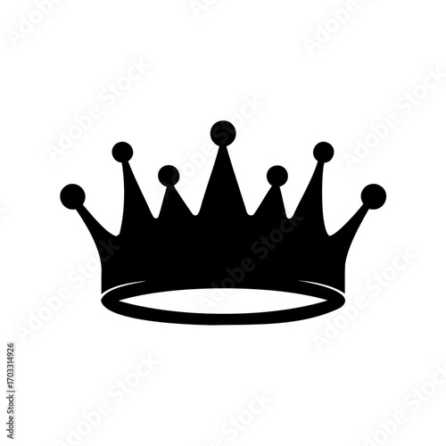 Elegant black silhouette of a majestic royal crown, isolated on white