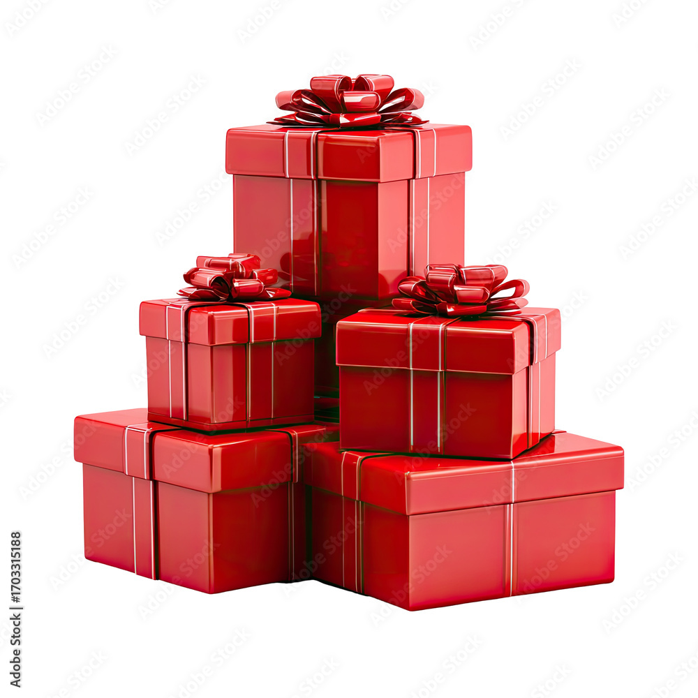 Fototapeta premium Stack of red gift boxes