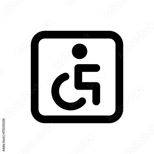 Illustration of a wheelchair accessible symbol within a rounded square border, indicating accessibility access