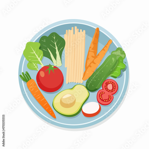Healthy Vegetarian Pasta Dish Colorful Vegetables and Whole Wheat Pasta