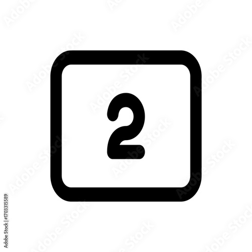 Number two inside a rounded rectangle with a thick black border on a white background clearly visible
