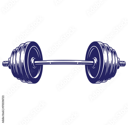 Detailed vector illustration of a heavy barbell for weightlifting and fitness training