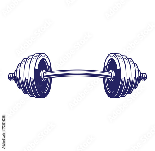Detailed vector illustration of a classic barbells weight lifting equipment for fitness and exercise