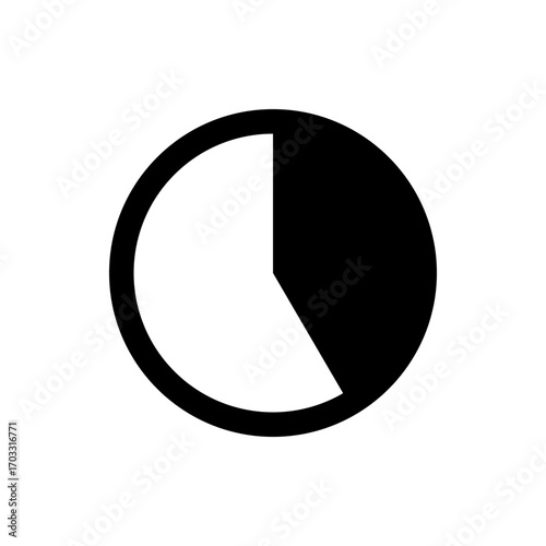 Black and white circle with a wedge cut out showing a partial view of the contrasting background area