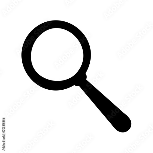 Simple black and white minimalist magnifying glass symbol for search feature