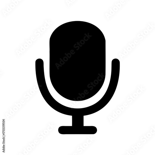 Classic black microphone icon for recording podcasts and professional audio recording