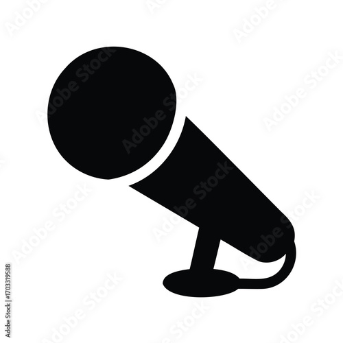 Simple black silhouette of a microphone ready for the stage and singing