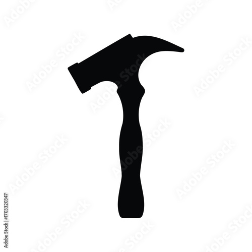 Silhouette of a claw hammer, tool for construction and woodworking uses