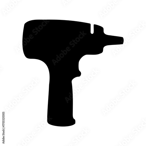 Silhouette image of an electric drill with handle and drill bit