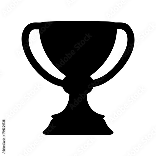Black Silhouette of a Classic Trophy Cup Symbolizing Victory and Achievement