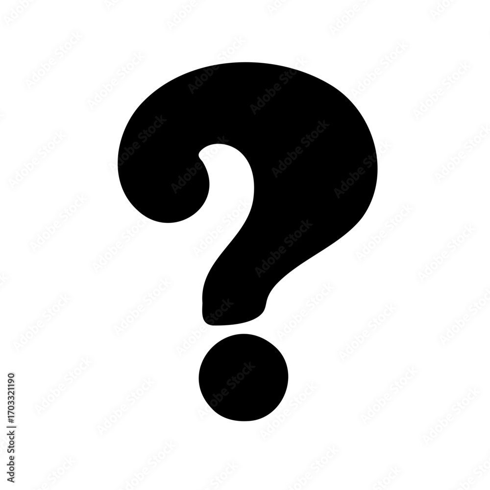 Naklejka premium Simple illustration of a bold black question mark on a white background